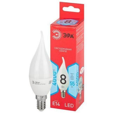 Лампа светодиодная RED LINE LED BXS-8W-840-E14 R 8Вт BXS свеча на ветру 4000К нейтр. бел. E14 Эра Б0051848
