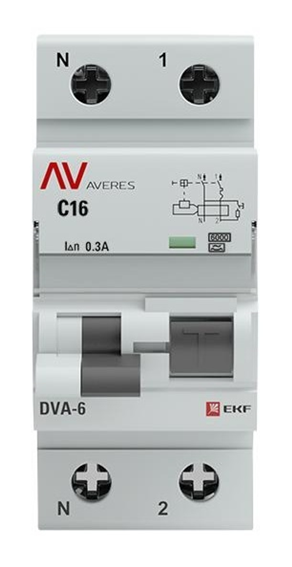 Автомат дифференциальный EKF rcbo6-1pn-16C-300-a-av