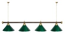 Лампа STARTBILLIARDS 4 пл. (плафоны зеленые,штанга золотая,фурнитура золото)