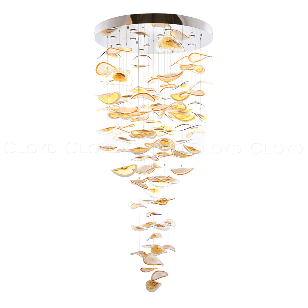 Люстра Cloyd KUSTO C12 / выс. 230 см - хром - янтарное стекло (арт.11331)