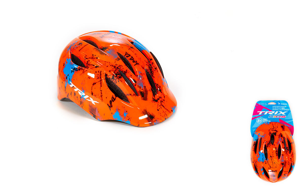Шлем вело TRIX подростковый кросс-кантри 11 отверстий регулировка обхвата S 52-54см In Mold неоновый красный