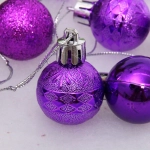 Новогодние шары 3 см (набор 9 шт) «Микс фактур», фиолетовый