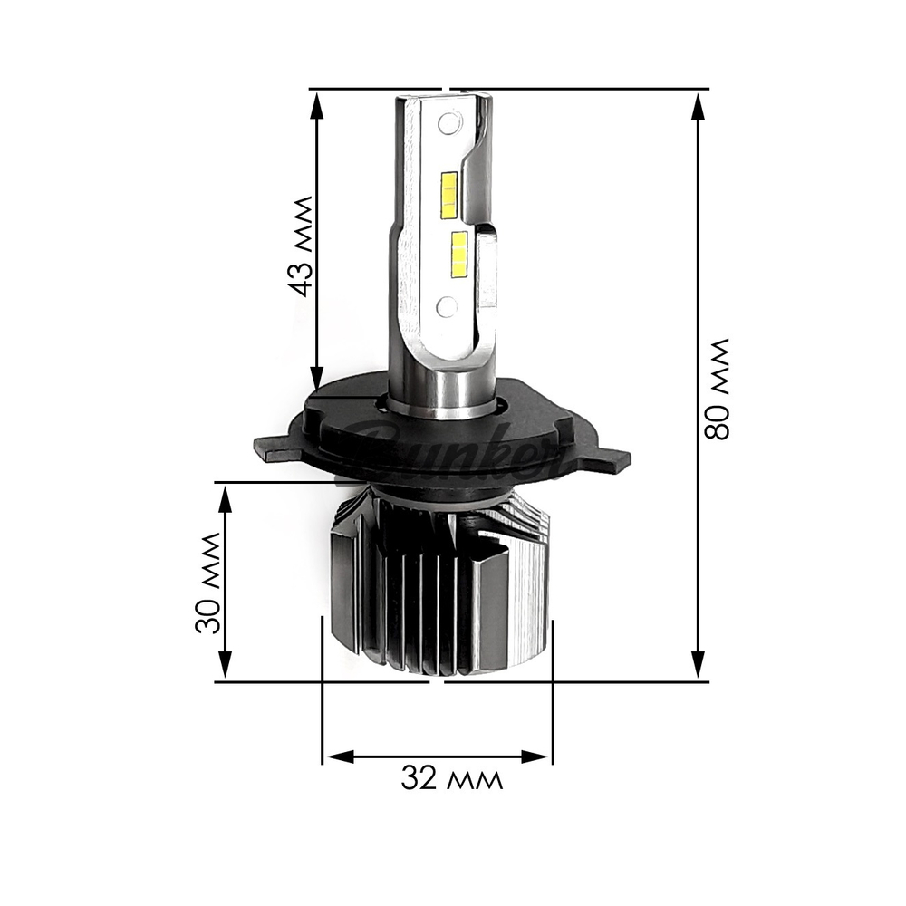 Cветодиодные лампы Sariti E5/H4 с радиатором 6000K,12V