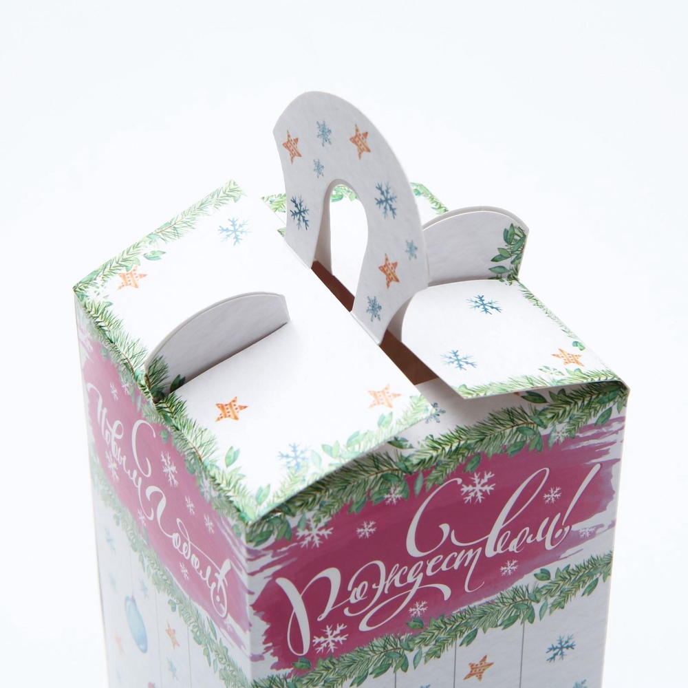 Подарочная новогодняя коробка "Акварельная серия. Подарок", 9.5×9.5×19.7 см, 7063716