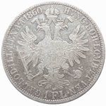 1 флорин 1860 год, Австрия. VF+