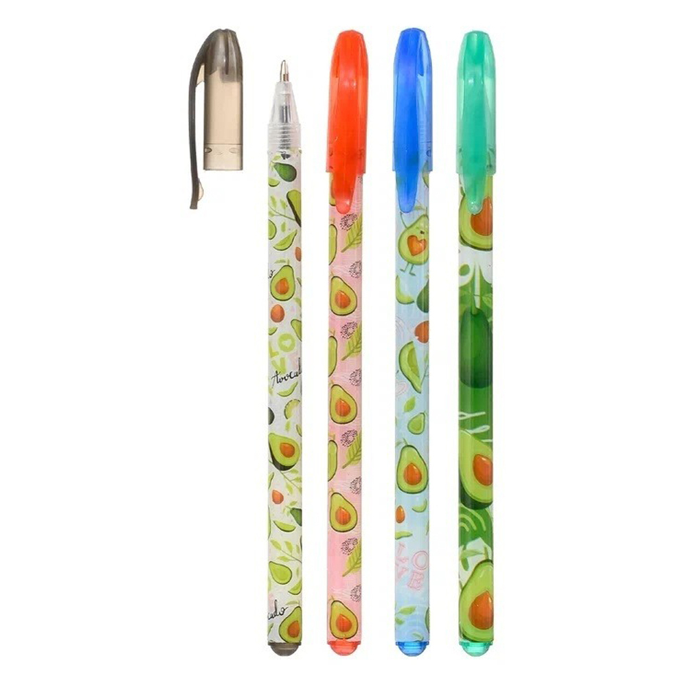Ручка гелевая, Basir, цветные чернила, серия "Авокадо", ароматизированная с блёстками, 12 шт