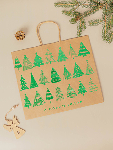 Пакет подарочный крафтовый «С Новым годом»