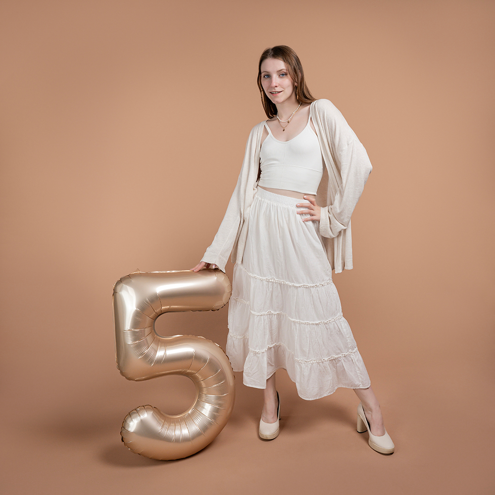 Цифра 5 Slim, Звездное Золото, Матовый 40" Fm