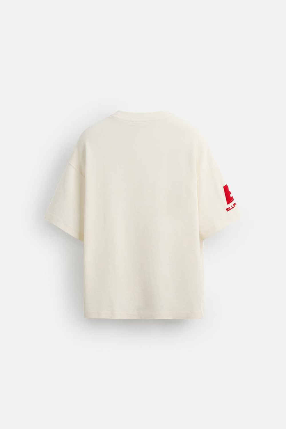 ZARA ТОЛСТОВКА ИЗ РЕЛЬЕФНОЙ ТКАНИ С НАДПИСЬЮ, ЭКРЮ