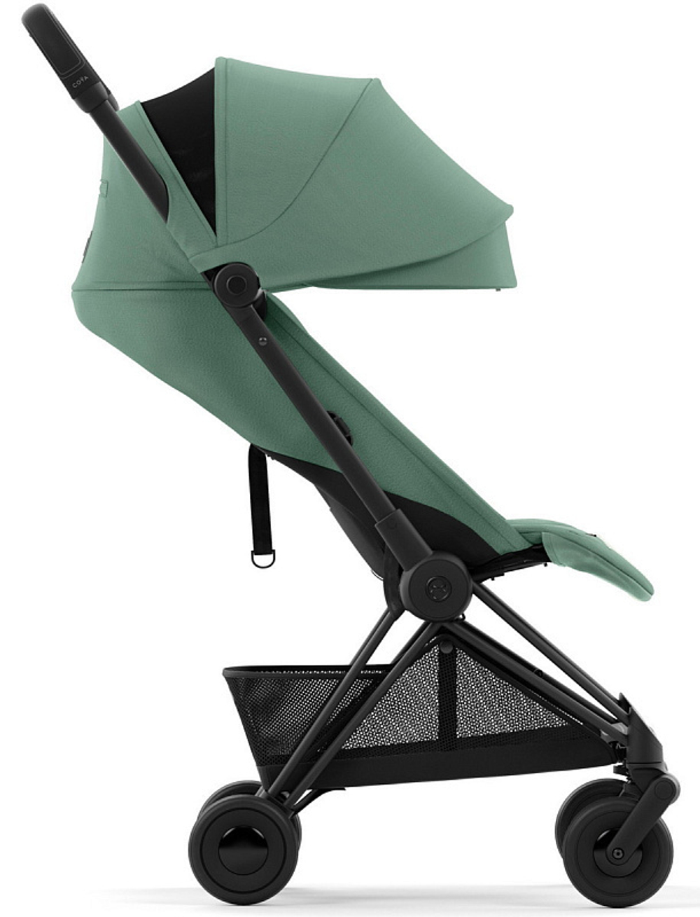 Коляска Cybex Coya Matt Black Frame Cloud G i-Size Moon Black Plus 2 в 1 Leaf Green с дождевиком и бампером