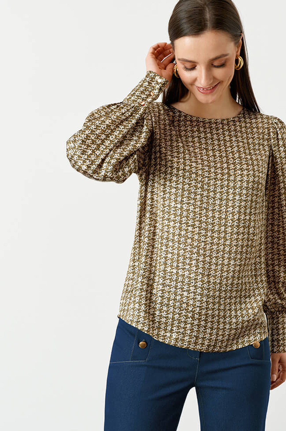 22737 Блузка женская (хаки принт)