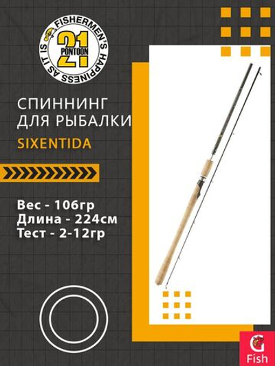 Спиннинг Pontoon21 SIXENTIDA, 244см., 2.0-12.0гр., 5-10Lb., Ex.Fast Fuji K-SIC
