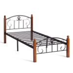Кровать РУМБА (AT-203)/ RUMBA дерево гевея/металл, 90*200 см (Queen bed), красный дуб/черный