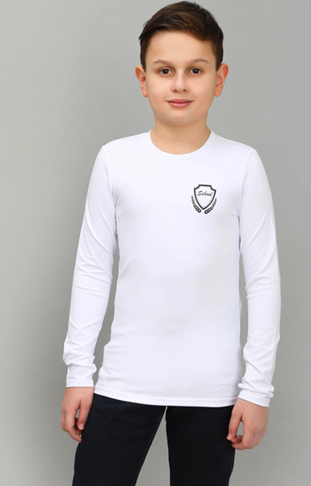 Лонгслив для мальчиков "Школьник-4" р-р 146, белый (Ивашка)