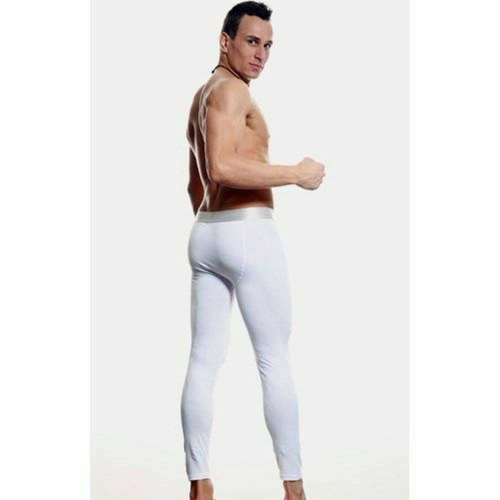 Мужские кальсоны белые с серебристой резинкой Calvin Klein Steel Long Johns White