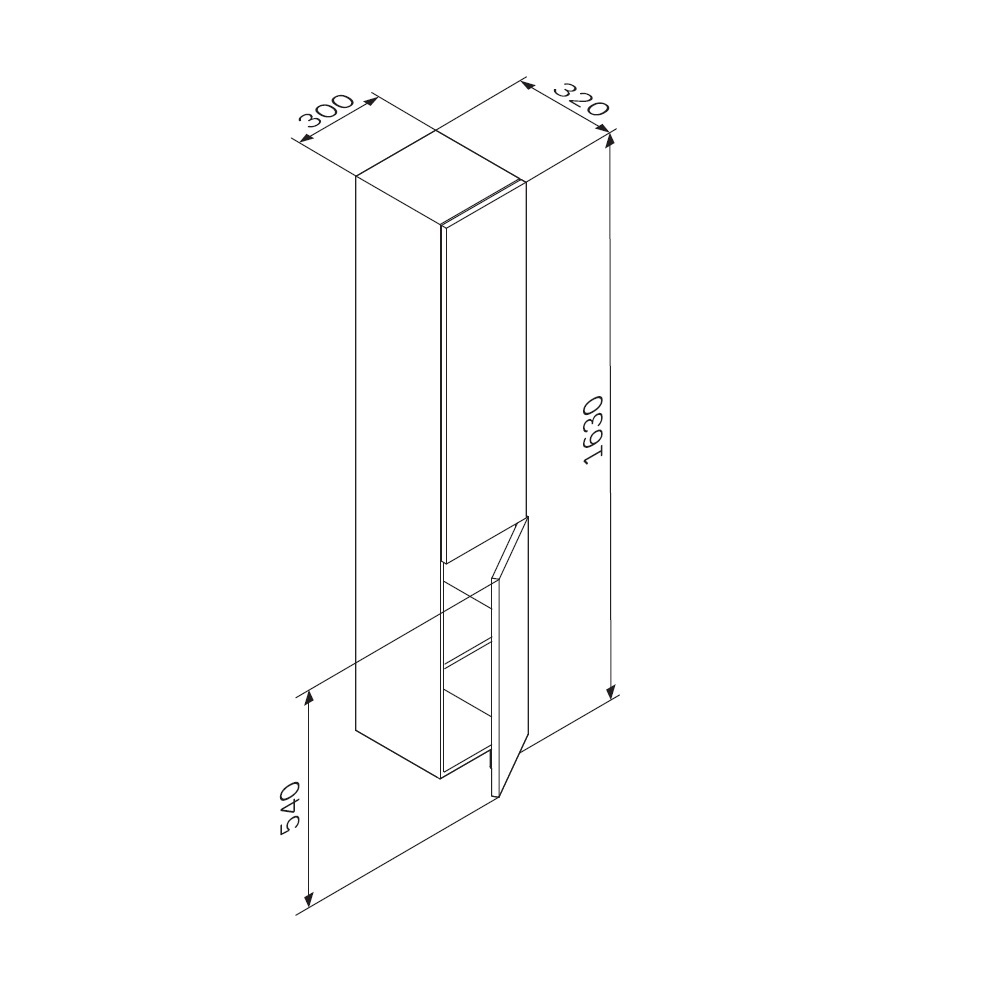 Шкаф-колонна, подвесной, правый, 30 см AM.PM Gem M90CHR0306BM Черный