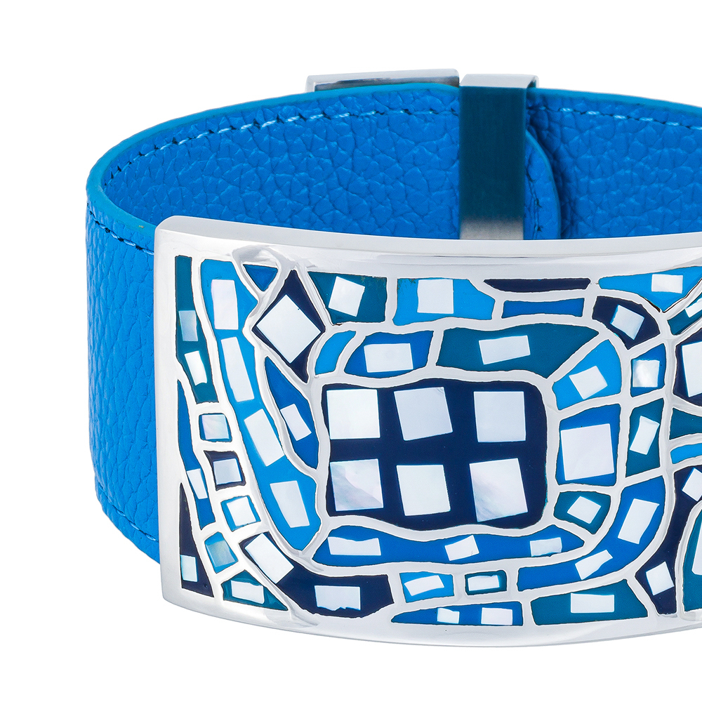 Браслет Fiore Luna на голубом кожаном ремешке CB00100-3