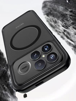 Чехол с Магсейф для Poco F8 Ultra прозрачный матовый с черным бортом WLONS