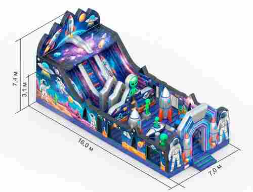 Коммерческий надувной батут «Галактическое приключение» 15×7×7,4 м