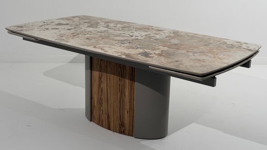 Стол БАТИСТ 200 цвет ПАТАГОНИЯ (PATAGONIA), керамика / ЛАТТЕ / ОРЕХ ЭККО