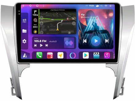 Магнитола Toyota Camry 50 2011-2014 (рамка серебро) - FarCar BM131M монитор 10.36" QLED на Android 14, TS10, 4+32Гб, CarPlay, 4G SIM-слот