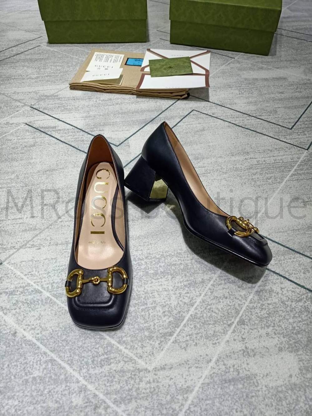 Женские туфли Gucci Horsebit черного цвета