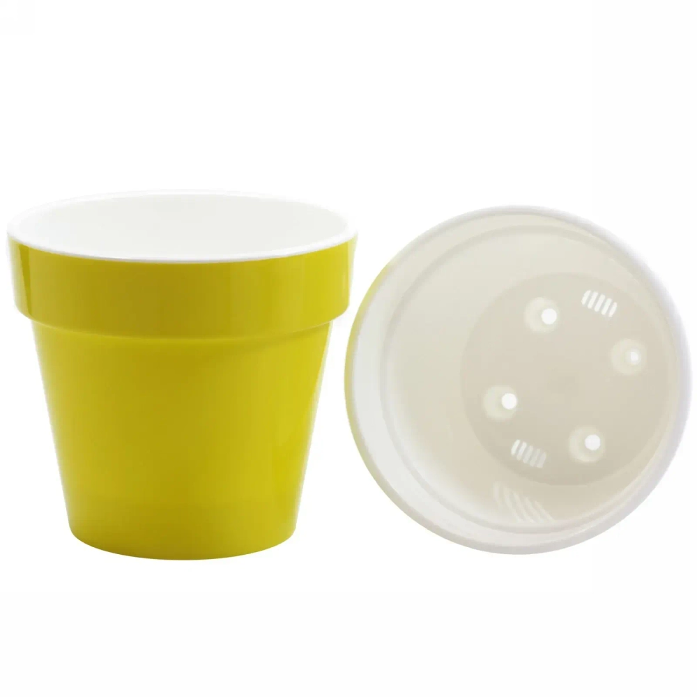 Кашпо для цветов пластиковое 6л d-23см «Порто» со вставкой фисташковый