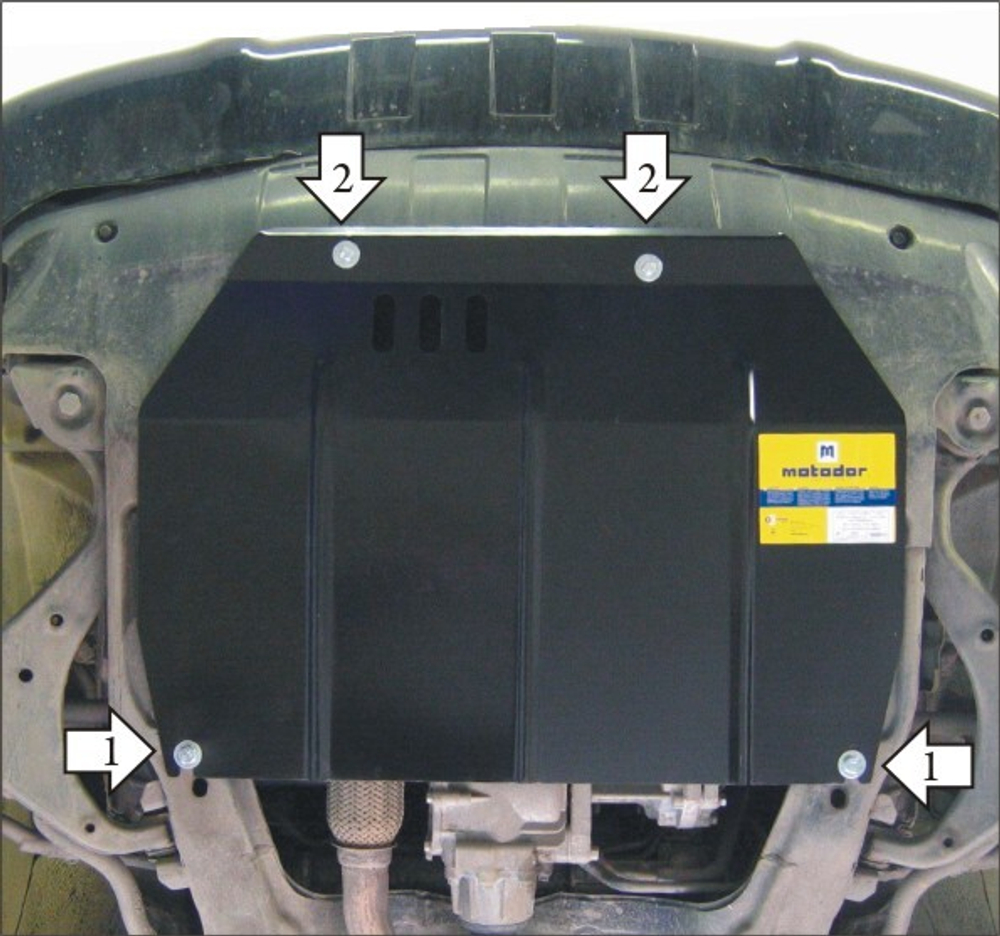Усиленная защита Motodor картера двигателя, кпп. 2 мм, сталь. для Hyundai Tucson 2004-2010,KIA Sportage 2004-2008,KIA Sportage 2008-2010 арт.00911