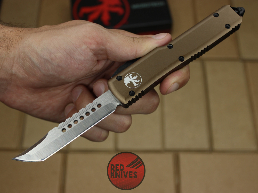 Нож Microtech Ultratech Helhound H/E - коричневая рукоять, клинок сатин RK-372