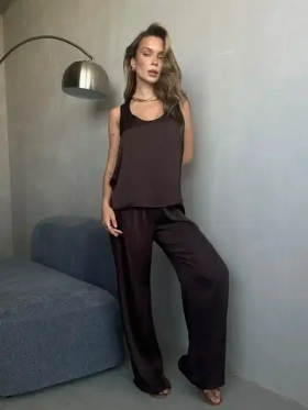 Брюки атласные