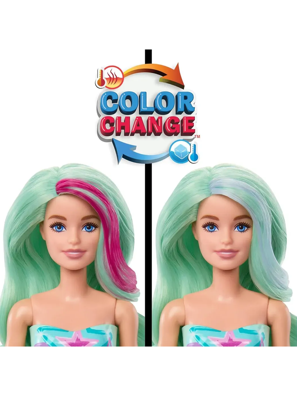 Barbie Color Reveal HRK12 Русалка Барби, кукла с водным сюрпризом и сменой цвета, набор с аксессуарами, оригинал Mattel