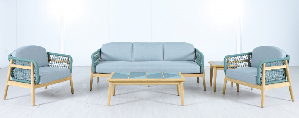 Комплект деревянной лаунж-мебели на 5 персон Tagliamento Cambria, натуральный, мальмо