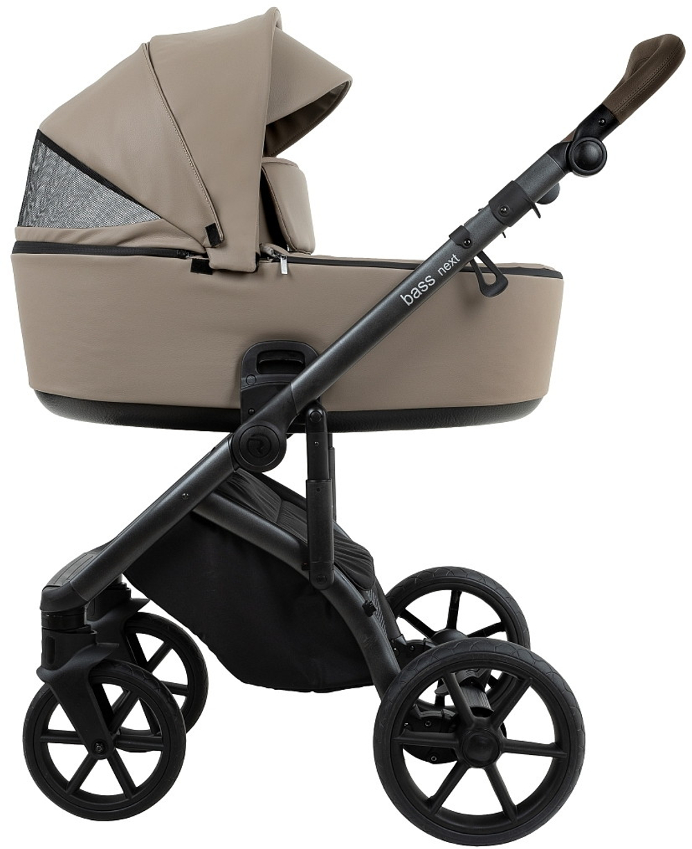 Детская коляска Roan Bass Next Кожа 2.0 2 в 1 BNL/71/2 Cappucino/Black/ руч.Коричневый
