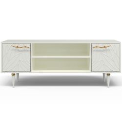 Тумба под ТВ Арт Колор leaves 155см Классик Голд Белый опал