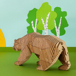 Деревянный конструктор "Медведь" с набором карандашей / 92 детали. Купить деревянный конструктор. Сборная параметрическая модель животного.