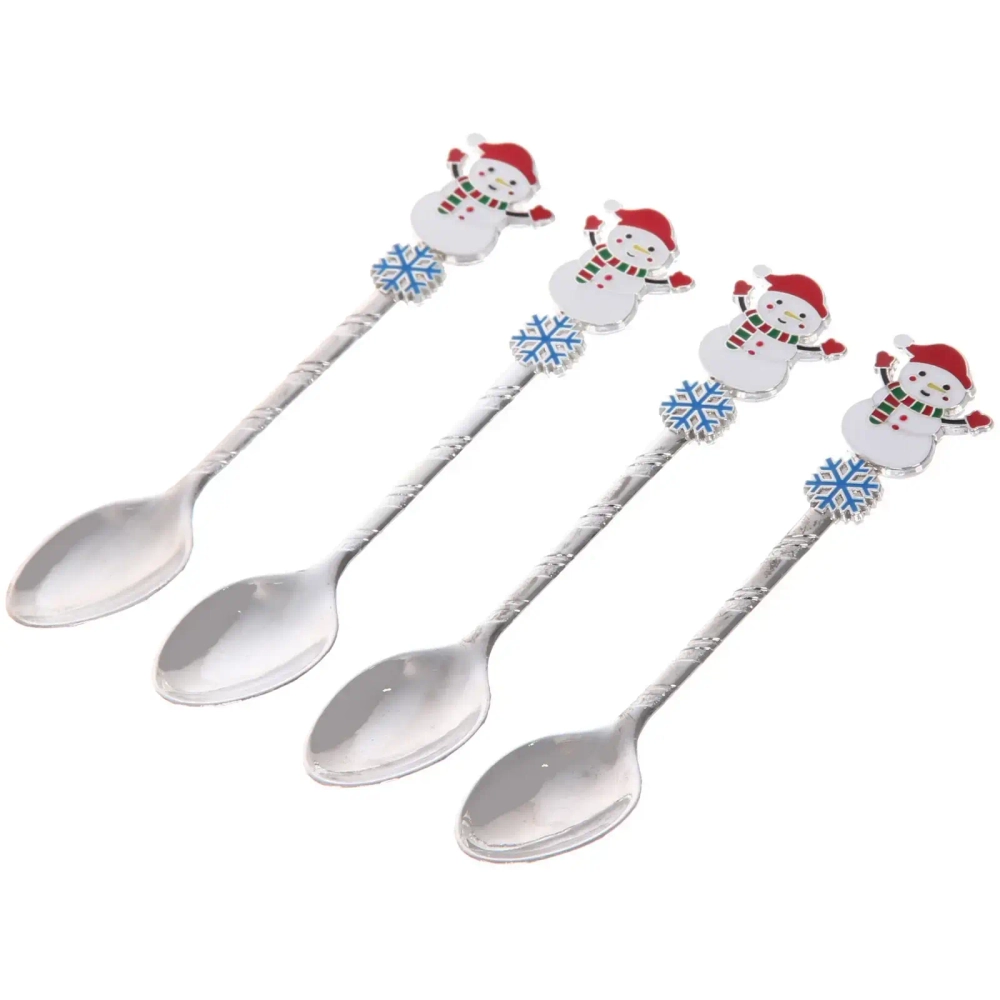Набор ложек для десерта 4шт «Снеговик», цвет серебро