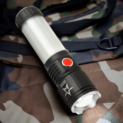 Светодиодный фонарь АРМИЯ РОССИИ MA-703 Тайфун ручной, аккумуляторный,10Вт, 6 режимов, Li аккумулятор, магнит, крючок