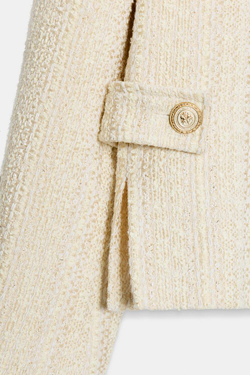 ZARA БЛЕЙЗЕР ИЗ РЕЛЬЕФНОЙ ТКАНИ С МЕТАЛЛИЗИРОВАННОЙ НИТЬЮ, ЭКРЮ