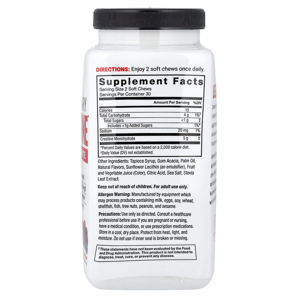 Force Factor, Legendary Creatine™, моногидрат креатина, с ягодным вкусом, 60 жевательных таблеток (2,5 г в 1 жевательной таблетке)