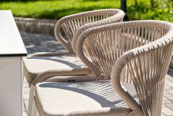 "Венето" обеденная группа на 6 персон со стульями "Милан", каркас белый, роуп бежевый