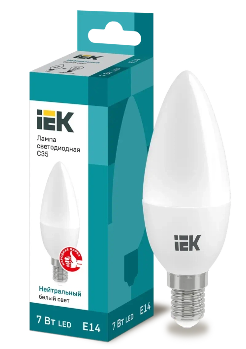 Лампа светодиодная C35 свеча 7Вт 230В 4000К E14 IEK