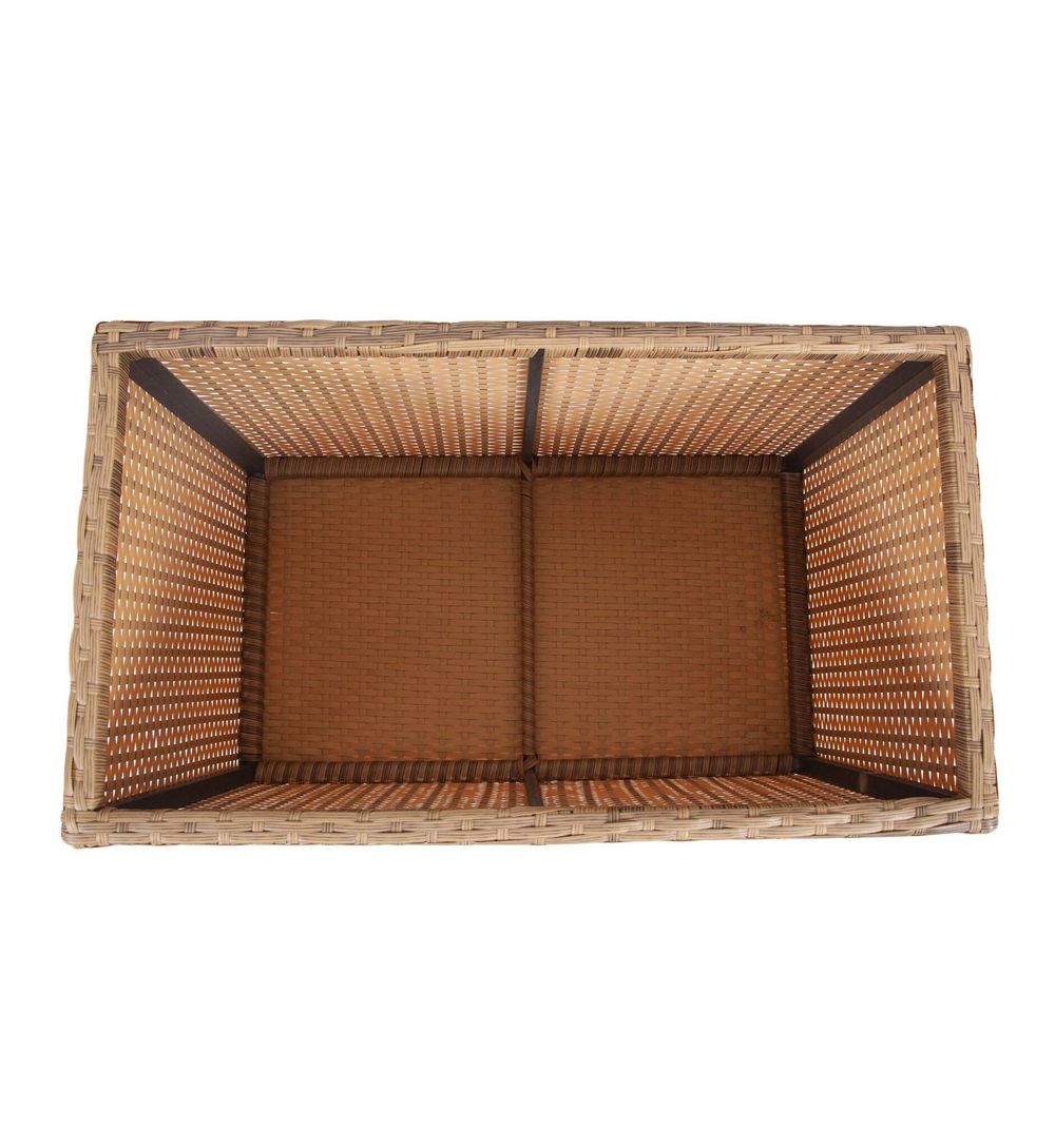 "Лунго" кашпо для цветов большое плетеное из искусственного ротанга, цвет соломенный