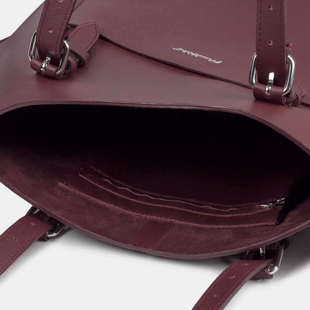 Женская сумка Shopper Vintage из кожи теленка бордового цвета