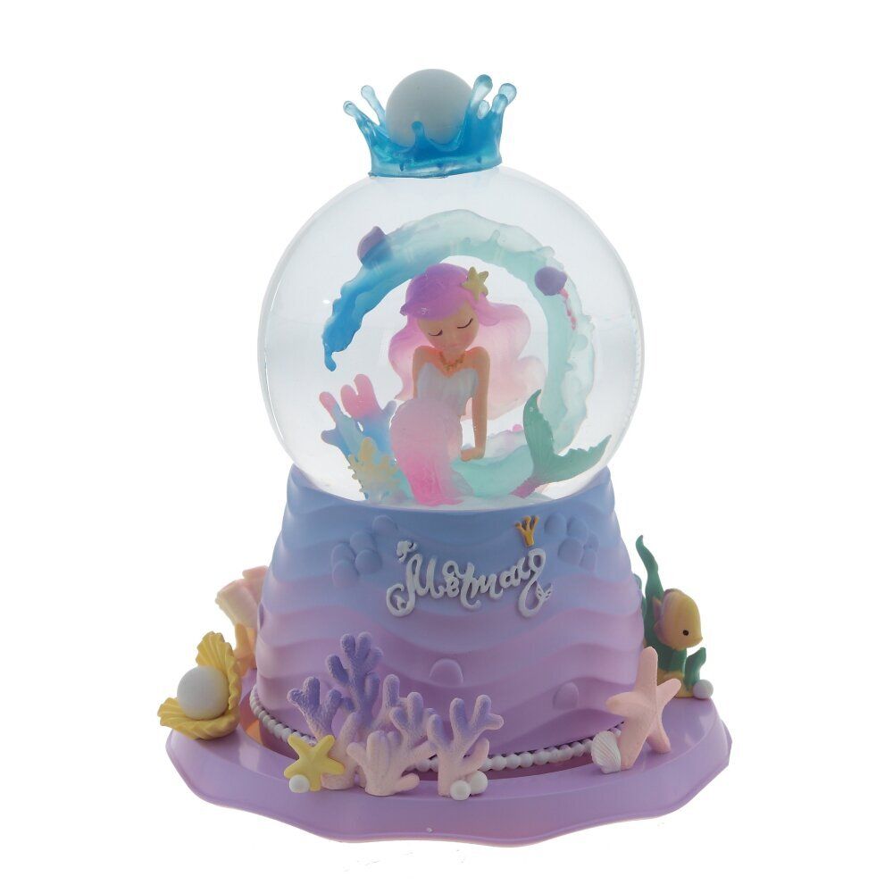 GAEM Фигурка декор "Русалка" в стекл шаре (муз, подсвет, вьюга, движ, 3xAAA н/п), D10 см, L15 W15 H20 см