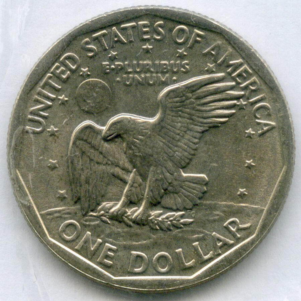 1 доллар 1979 год (P). США. Сьюзен Энтони. Медь с медно-никелевым покрытием, диаметр 26.5 мм в родной запайке