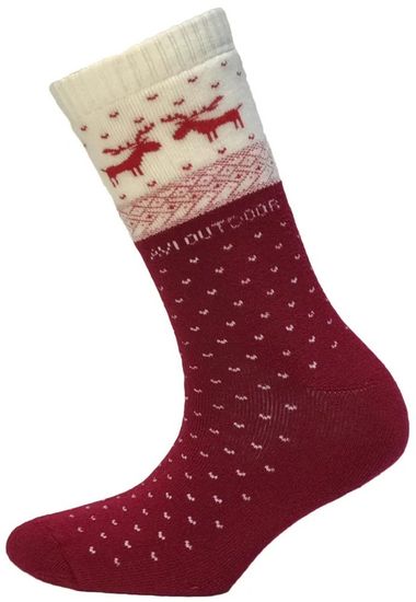 Термоноски детские с оленями красные NordKapp 515/1