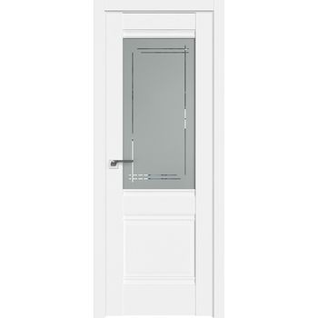 Межкомнатная дверь экошпон Profil Doors 2U аляска стекло мадрид