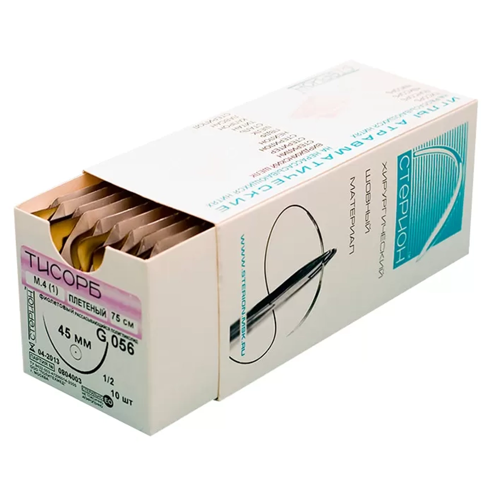 Тисорб 910 плетеный М2 (3/0) 45 см обратно-режущая игла 25 мм 3/8 окр. 12 шт G304a