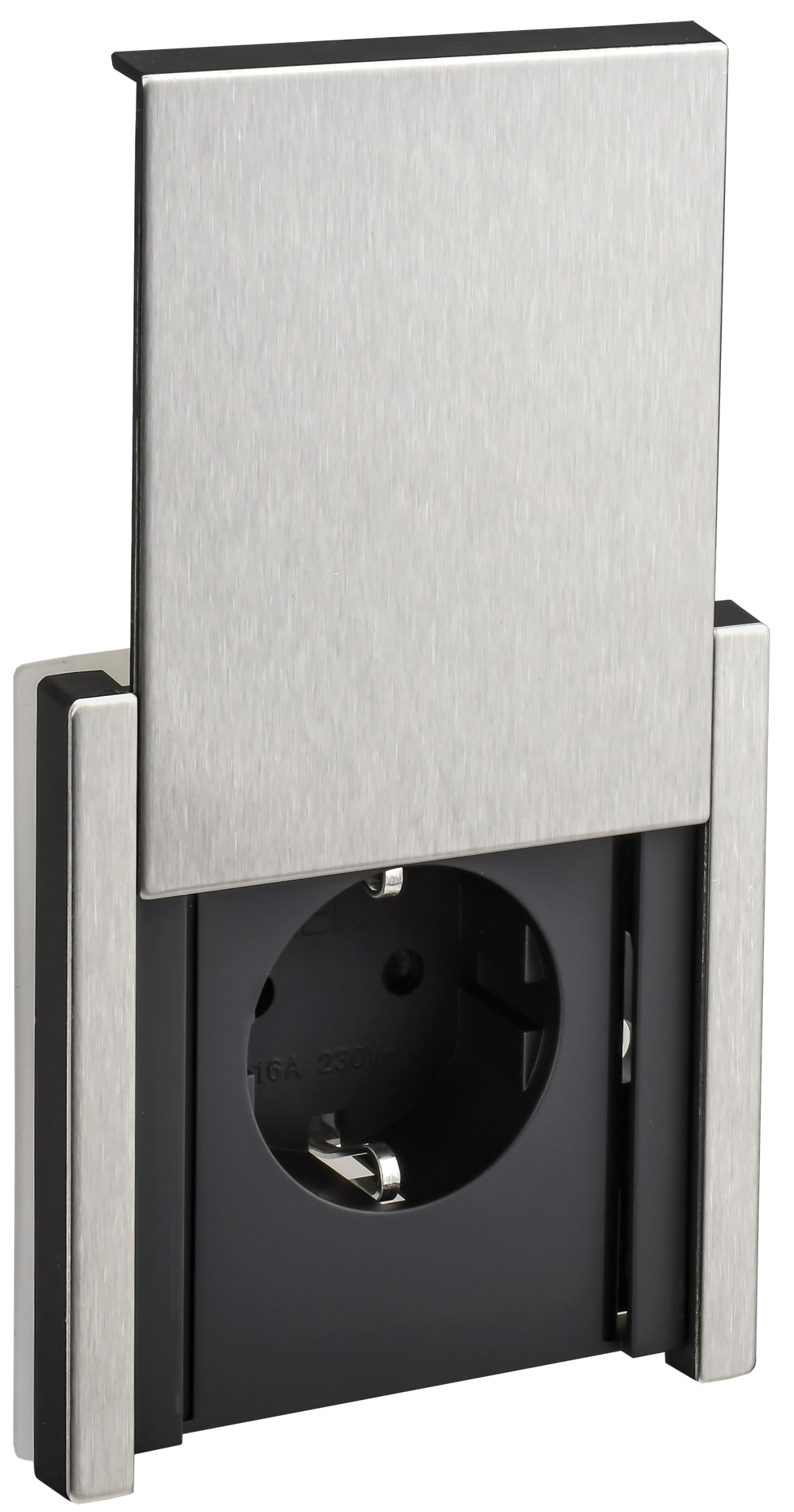 FORTE&PIANO Розетка 1-местная с заземлением с защитными шторками и крышкой винтовое крепление 16А IP44 FP721M металл никель IEK