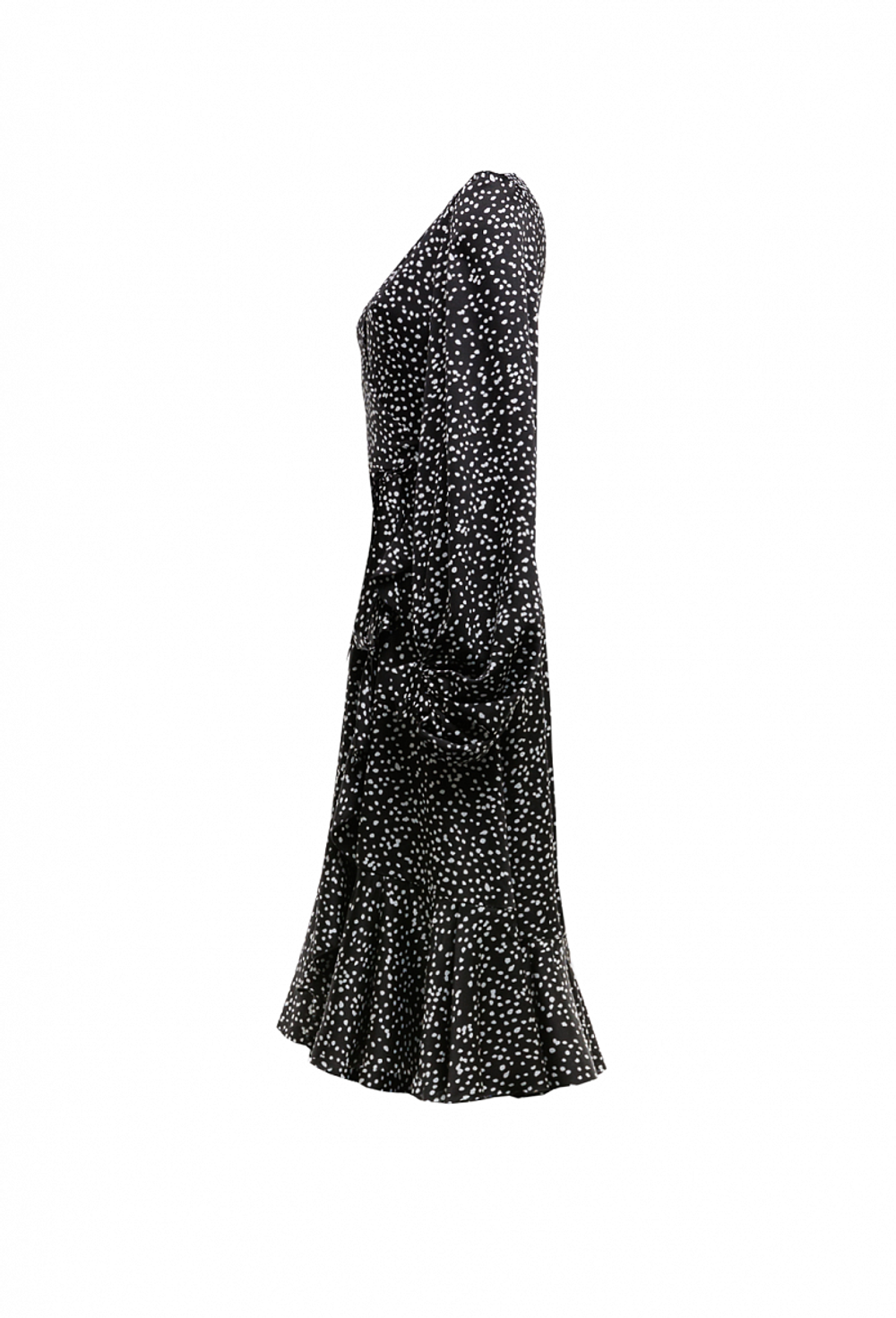 Платье-халат на запахе черное 27-02-24 SS